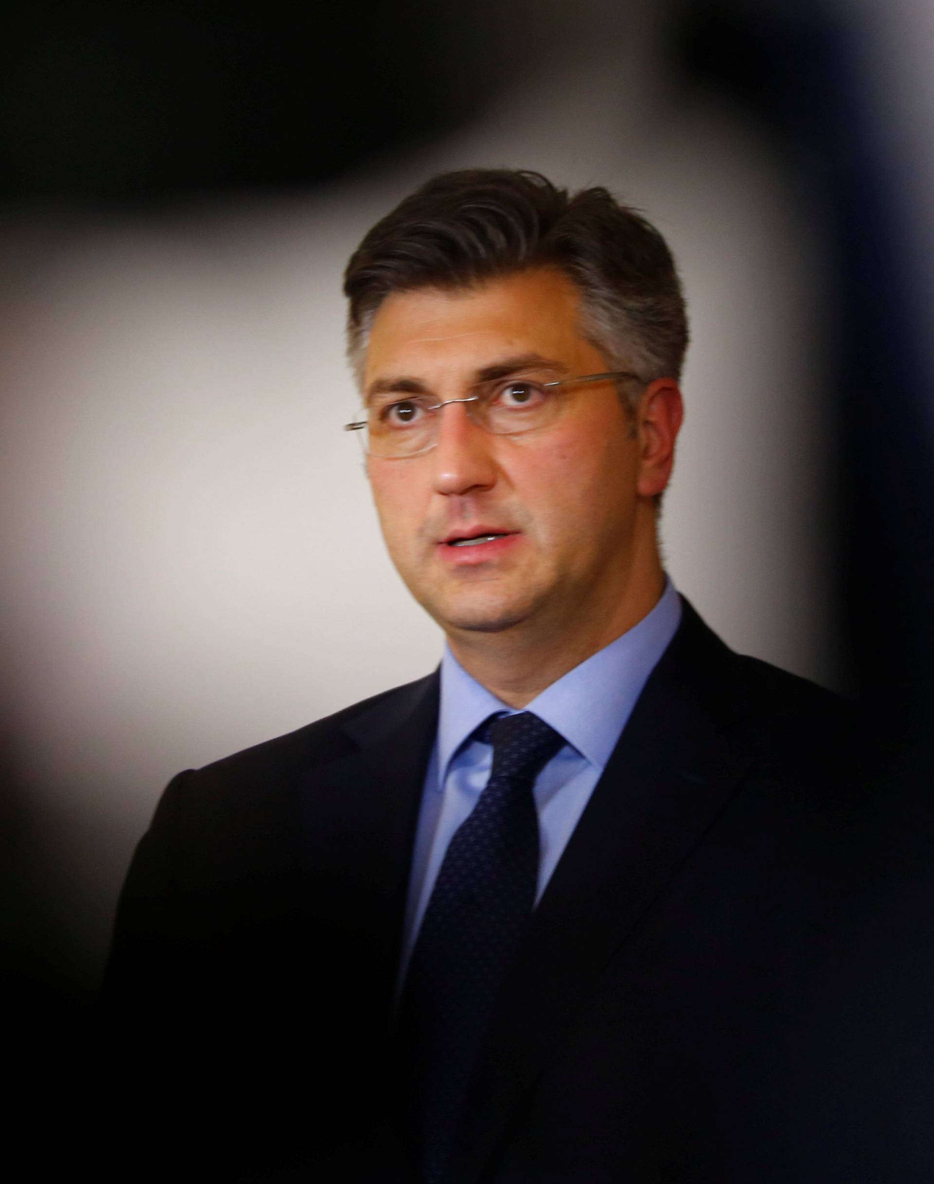 Croatian Prime Minister Plenkovic addresses a news conference in Vienna