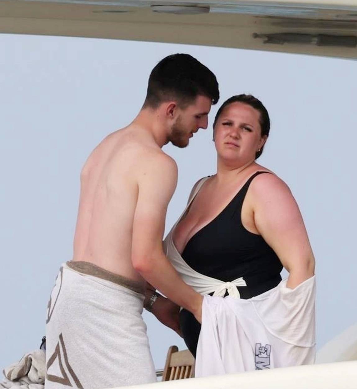 England footballer Declan Rice pictured on a luxury yacht with his girlfriend Lauren Fryer as they enjoy their holidays in Formentera!