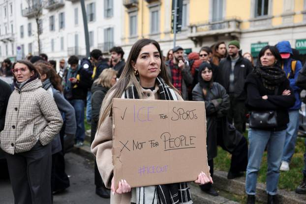 Demonstrators protest the 2026 Winter Olympics in Milan