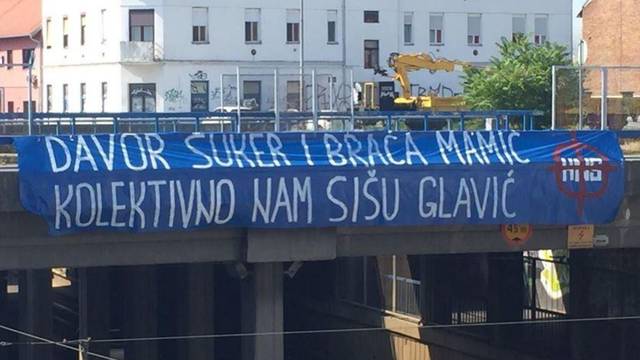 U Osijeku 'udarili' na Mamiće i Šukera, policija maknula natpis
