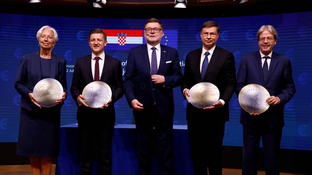 The signing ceremony on the adoption of the euro by Croatia, in Brussels