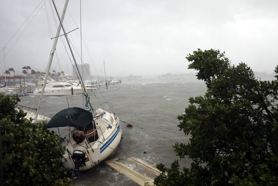 Boats are seen at a marina in South Beach as Hurricane Irma arrives at south Florida, in Miami Beach, Florida