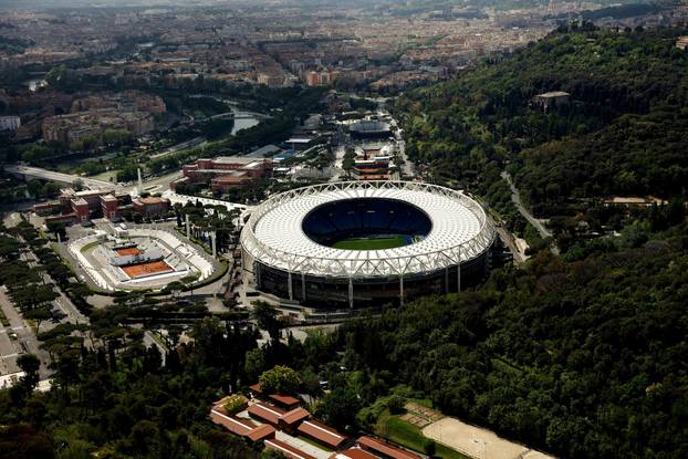 An aerial view of Rome, a day before the funeral of Pope Francis