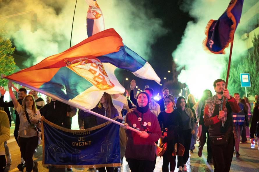Protest march following the deadly November 2024 Novi Sad railway station canopy collapse, in Indjija