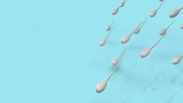 Sperm on blue background for sci content 3d rendering.