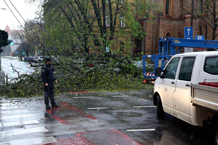 Zagreb:  Nevrijeme i jak vjetar srušili su nekoliko stabala u centru grada