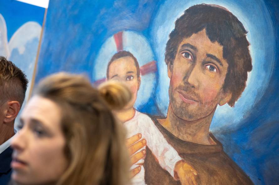 Zagreb: Otvorenje izložbe Tomislava Buntaka na kojoj predstavlja oltarni poliptih izrađen za crkvu sv. Antuna Padovanskog