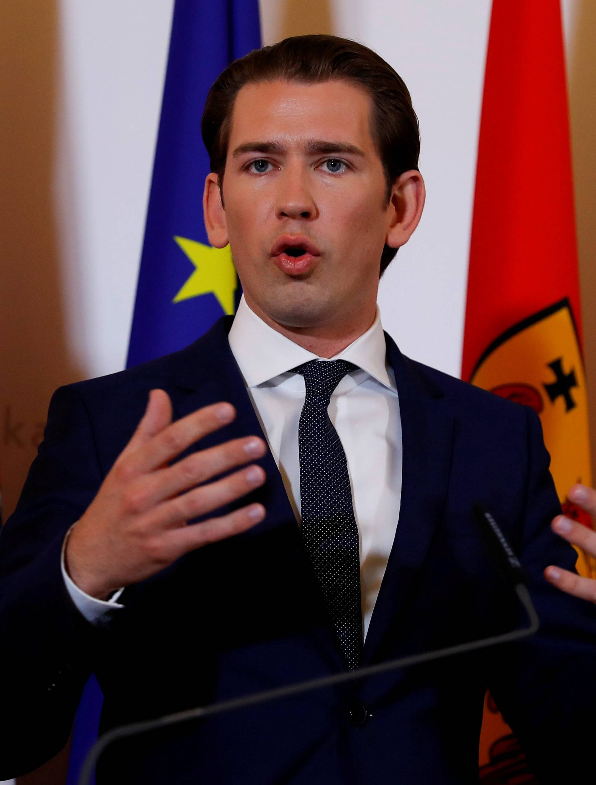 Austrian Chancellor Sebastian Kurz attends a news conference in Vienna