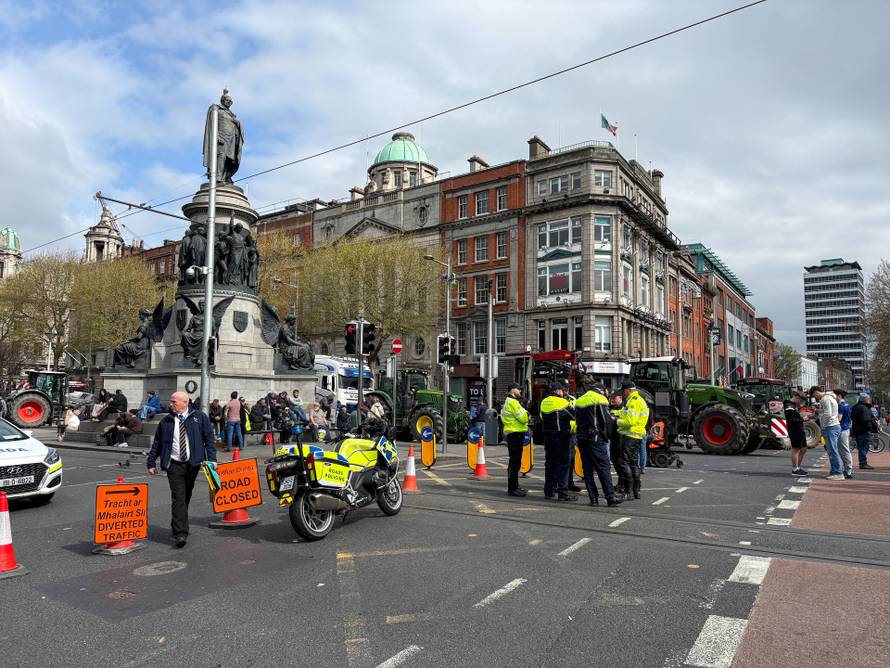 Vehicles block access to Dublin's O'Connell Street