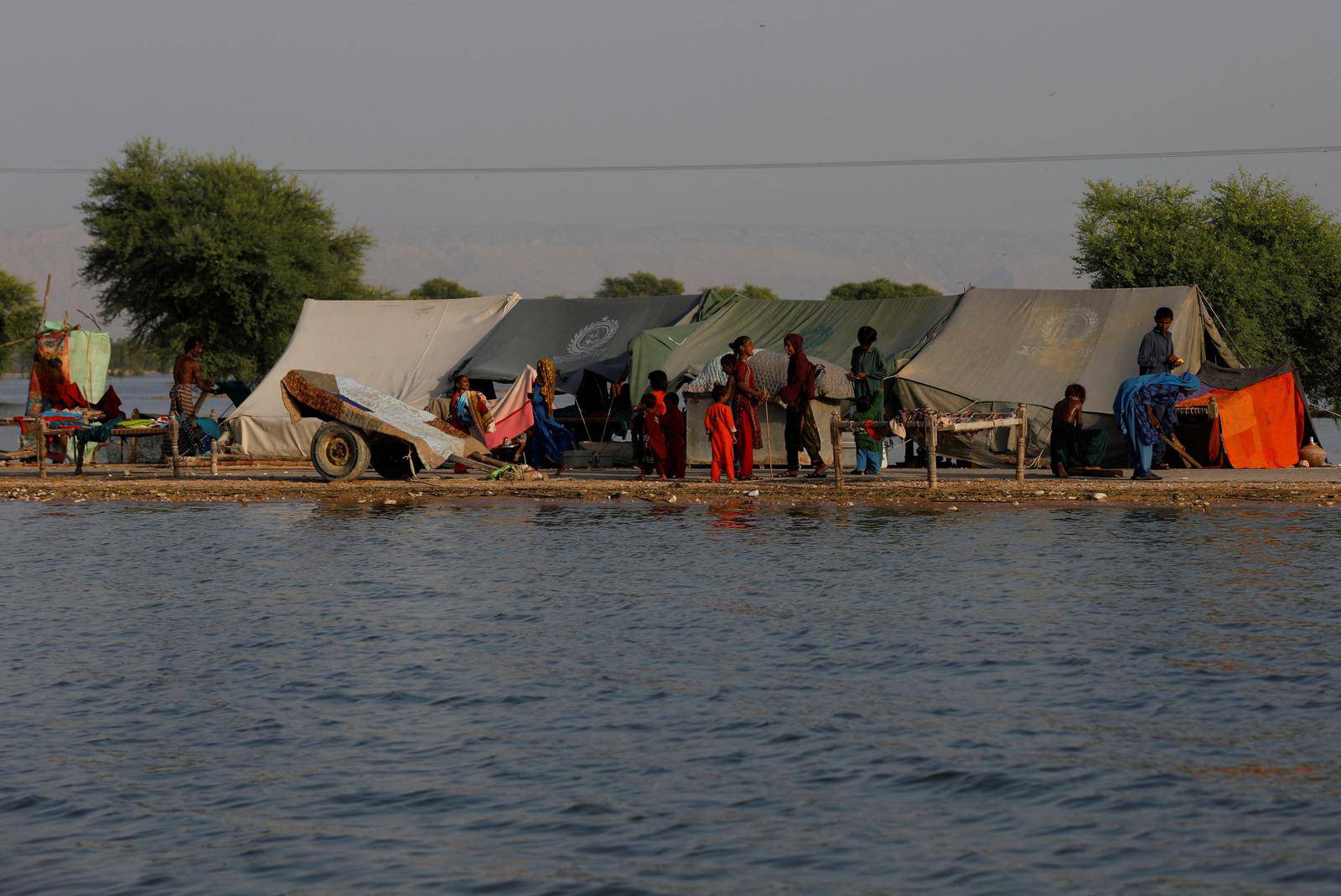 Monsoon season in Bajara village, at the banks of Manchar lake, in Sehwan