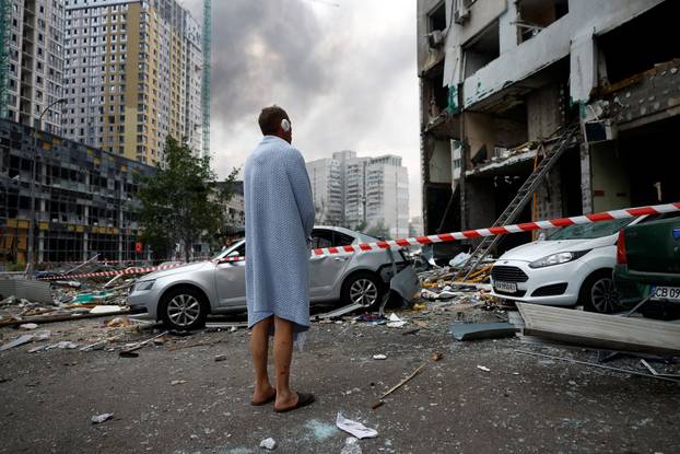 Aftermath of Russian missile and drone attack in Kyiv