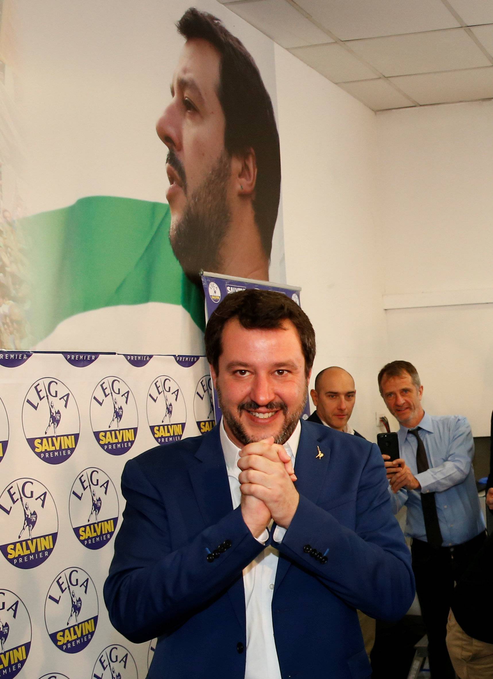 Northern League party leader Matteo Salvini poses at the end of a news conference, the day after Italy's parliamentary elections, in Milan