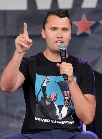 FILE PHOTO: Charlie Kirk at day 3 of the Republican National Convention in Milwaukee, Wisconsin