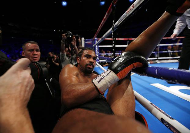 David Haye after being knocked down