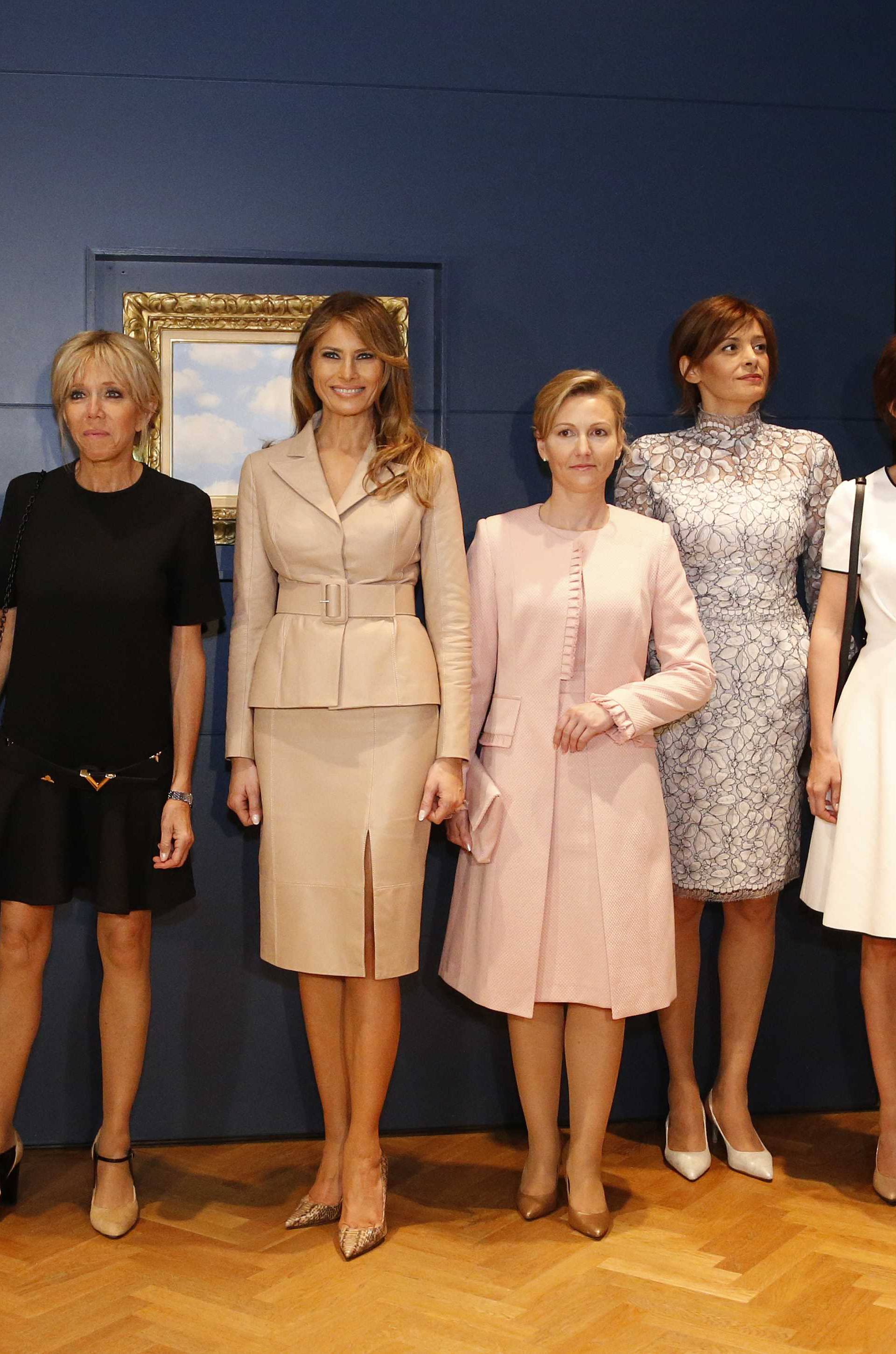 US first lady Melania Trump visits the Magritte Museum in Brussels
