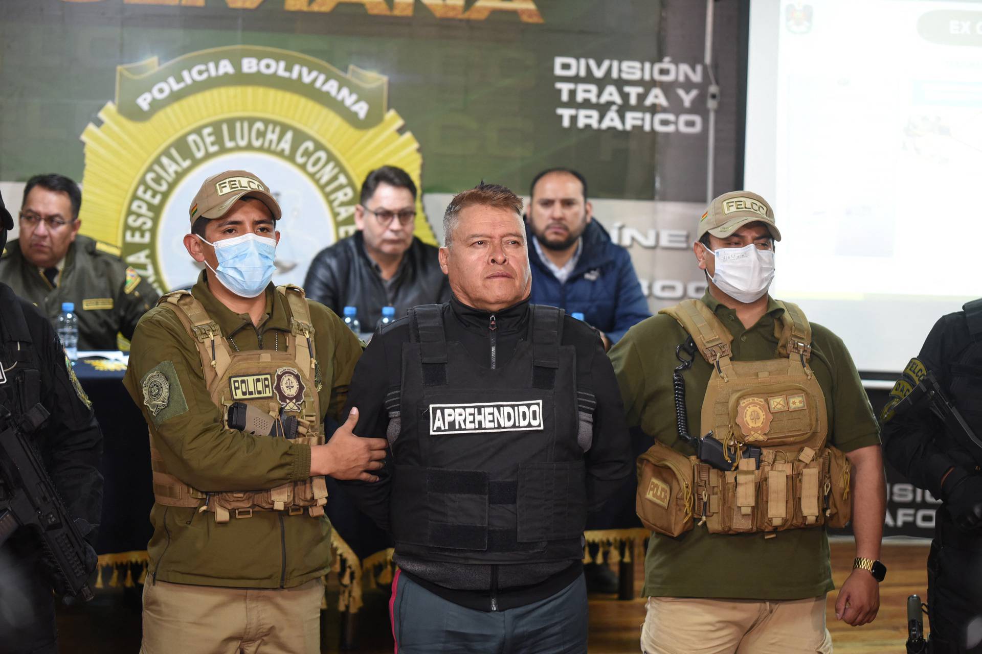 Bolivian General Juan Jose Zuniga is presented following his arrest by the authorities for a coup attempt in La Paz