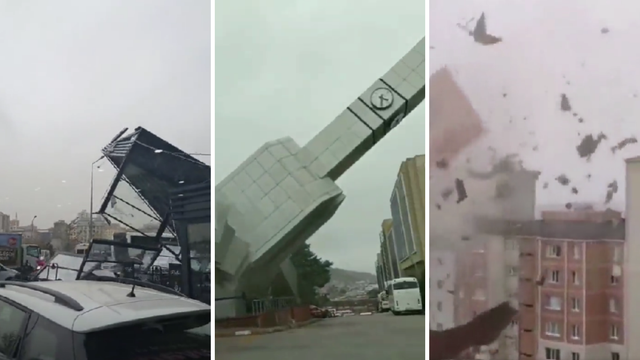 VIDEO Jak vjetar u Istanbulu srušio toranj, nosio krovove: 'Ovo je opasno, budite oprezni'
