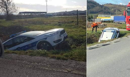 Policijski automobil 'parkirao' u jarak: 'Dobro su se sakrili'