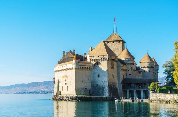 Montreux, Switzerland - October 18, 2017: Chillon Castle on Lake