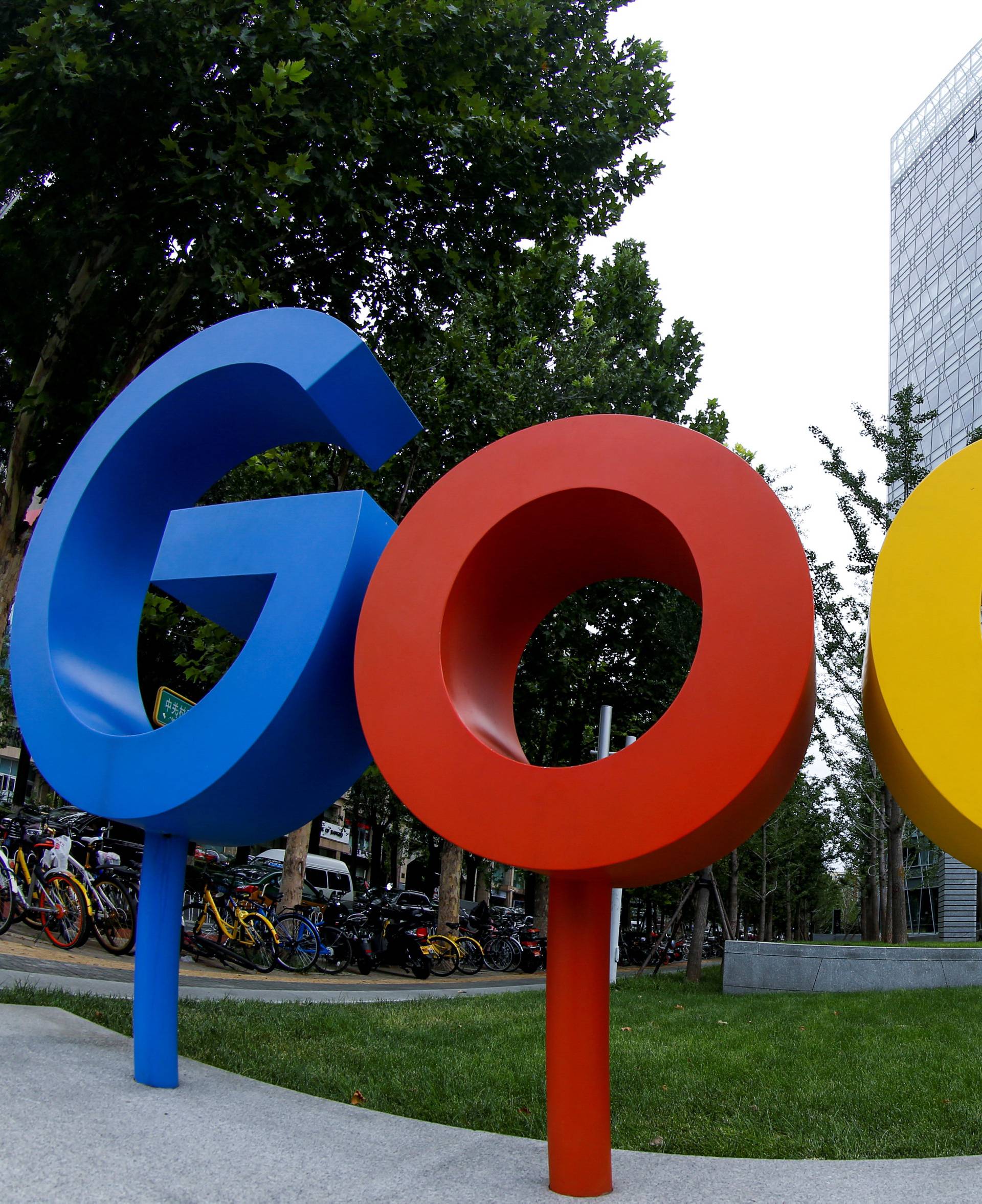 FILE PHOTO: The logo of Alphabet Inc's Google outside its office in Beijing