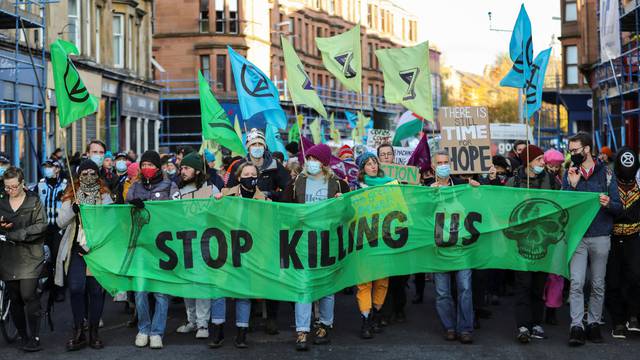 Extinction Rebellion protest during COP26 in Glasgow