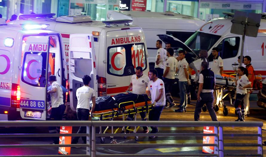 Ambulances arrive at Turkey's largest airport, Istanbul Ataturk