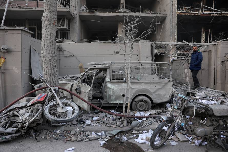 Aftermath of an Israeli and the U.S. strike on a police station in Tehran