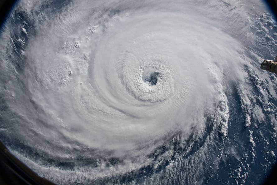 NASA handout photo of a view of Hurricane Florence shown churning in the Atlantic Ocean in a west, north-westerly direction heading for the eastern coastline of the United States