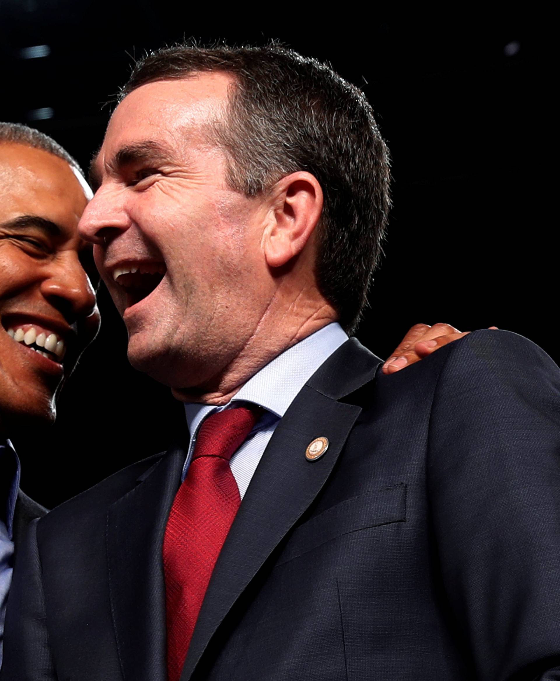 Obama campaigns in support of Northam at a rally with supporters in Richmond, Virginia