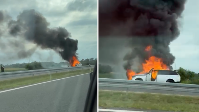 VIDEO Auto u smjeru Bajakova u plamenu: 'Sve je bilo u dimu'