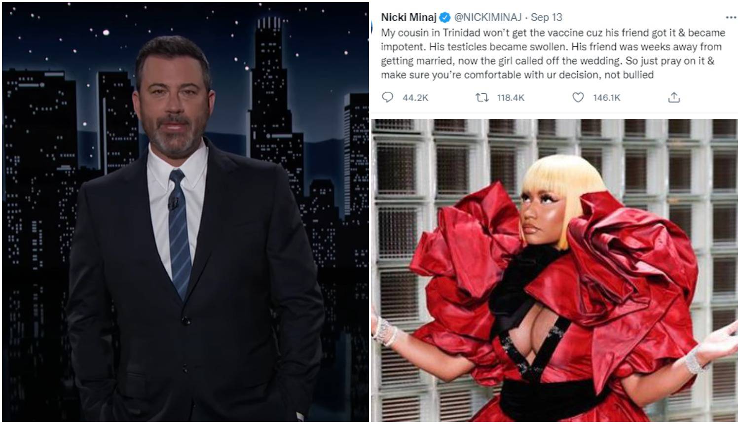 Fanovi Nicki Minaj sad su protiv cijepljenja, a Jimmy Kimmel želi intervju zbog 'oteknutih testisa'