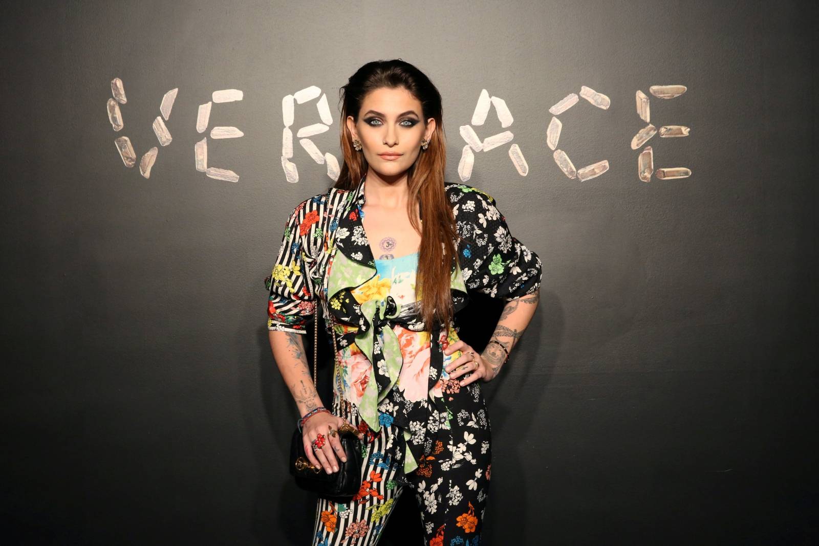 FILE PHOTO: Actress Paris Jackson poses for a photo before attending the Versace presentation in New York