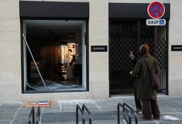Aftermath of clashes during a national day of protests against the cost of living and rising fuel prices, in Paris