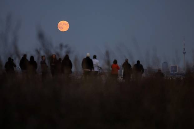 Full moon, known as the Hunter's moon, rises in Berlin