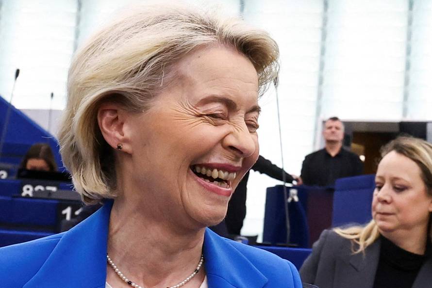 European Commission President Ursula von der Leyen addresses the EU Parliament in Strasbourg