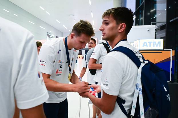 Zagreb: Dolazak prvaka Europe, Hrvatske U20 vaterpolske reprezentacije na aerodrom Pleso