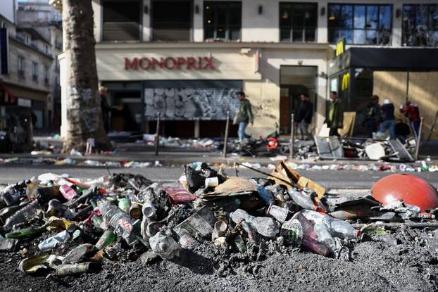 Aftermath of clashes during a national day of protests against the cost of living and rising fuel prices, in Paris