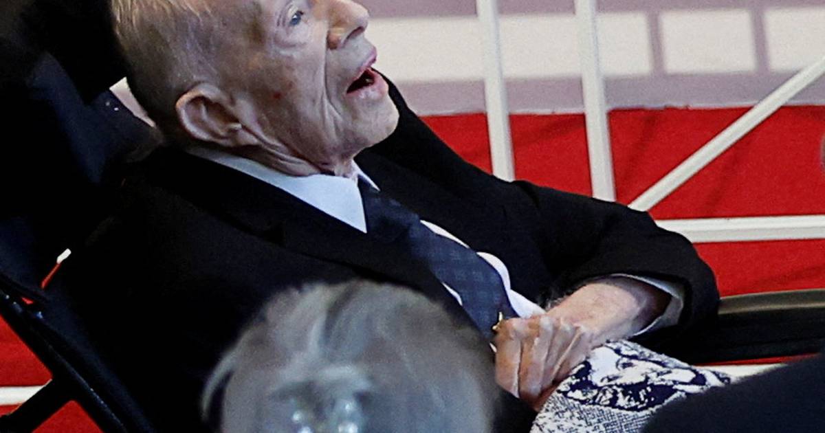 Jimmy Carter, former US president, attends the commemoration of his wife Rosalynn at 99 years old