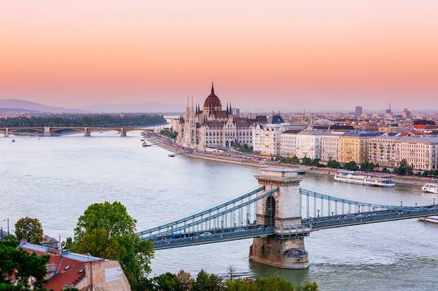 Budapest, Hungarian parliament in sunset
