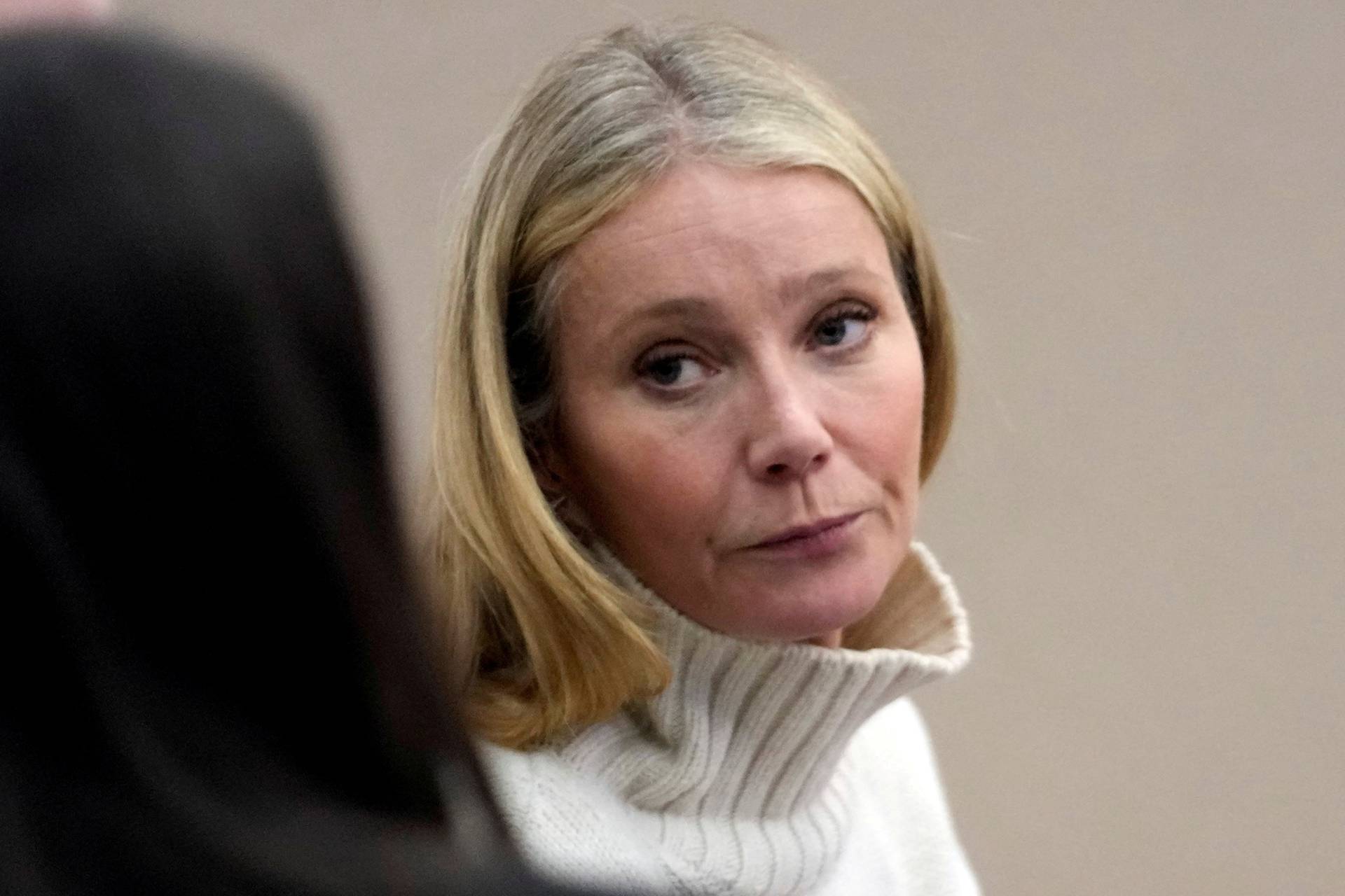 Actor Gwyneth Paltrow looks on before leaving the courtroom in Park City, Utah