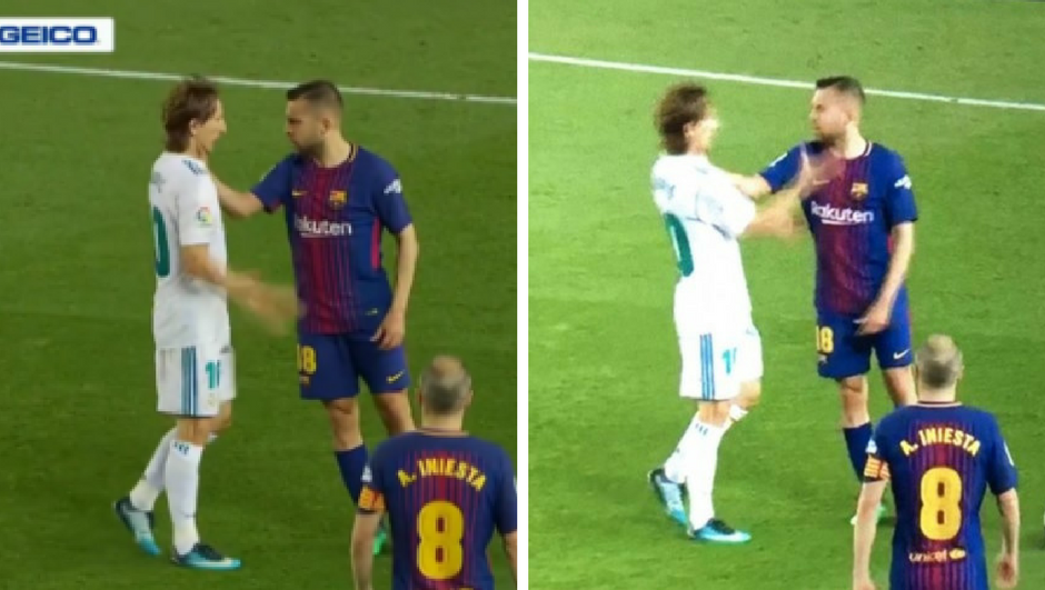 Modrić na rubu živaca: Alba ga uhvatio za vrat usred utakmice