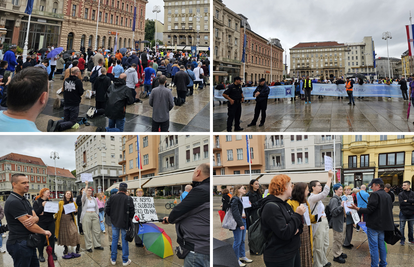 Ni kiša nije omela okupljanje: 'Klečavci' opet mole na Trgu, prosvjednici razvili transparent