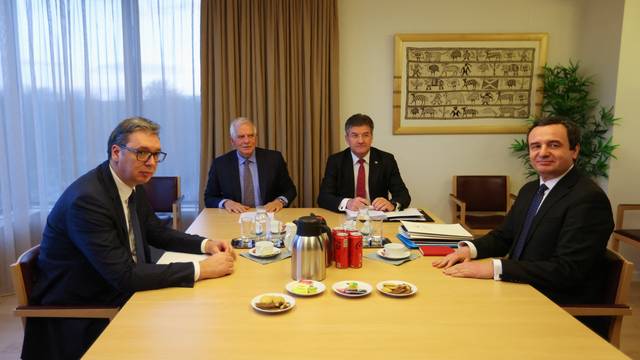 Serbian President Vucic, Kosovar PM Kurti and EU foreign policy chief Borrell attend talks in Brussels