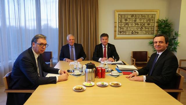 Serbian President Vucic, Kosovar PM Kurti and EU foreign policy chief Borrell attend talks in Brussels