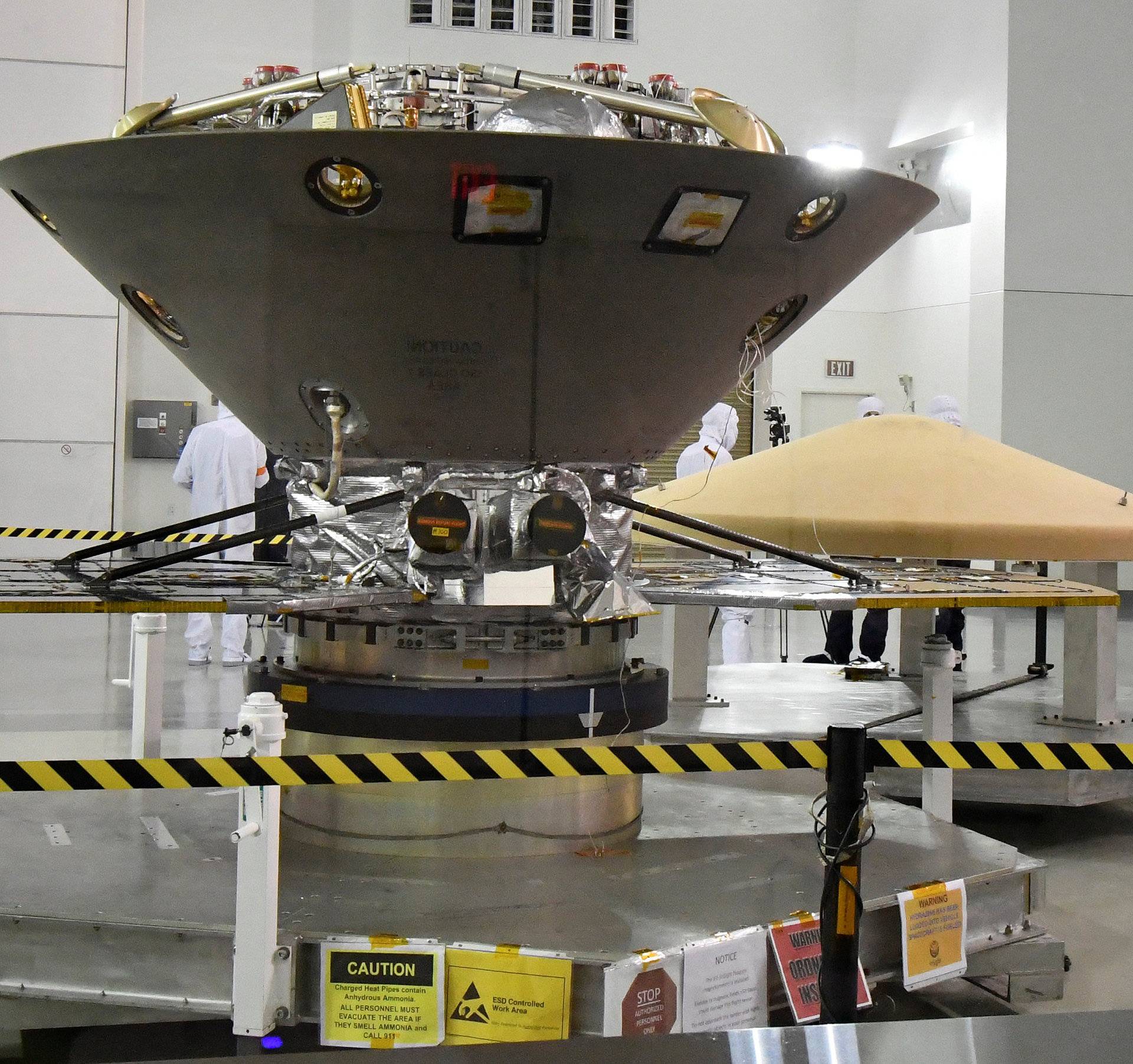 NASAâs InSight spacecraft, destined for the Elysium Planitia region located in Marsâ northern hemisphere, undergoes final preparations at Vandenberg Air Force Base