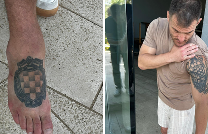 Miočić nam je pokazao tetovaže s hrvatskim motivima pa se i našalio: 'Uredite mi to stopalo'