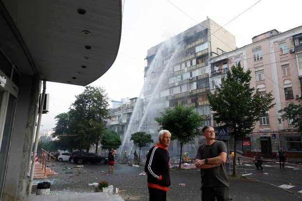 Aftermath of a Russian drone and missile attack in Kyiv