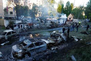 Aftermath of a Russian missile and drone attack in Kyiv