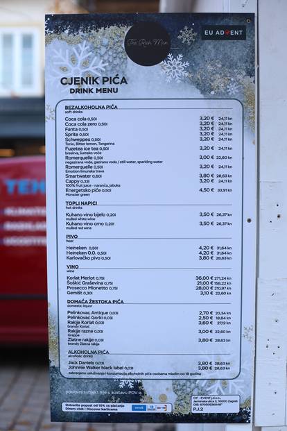 Ovo su cijene na zagrebačkom Adventu: Sarma + pivo je 15 €