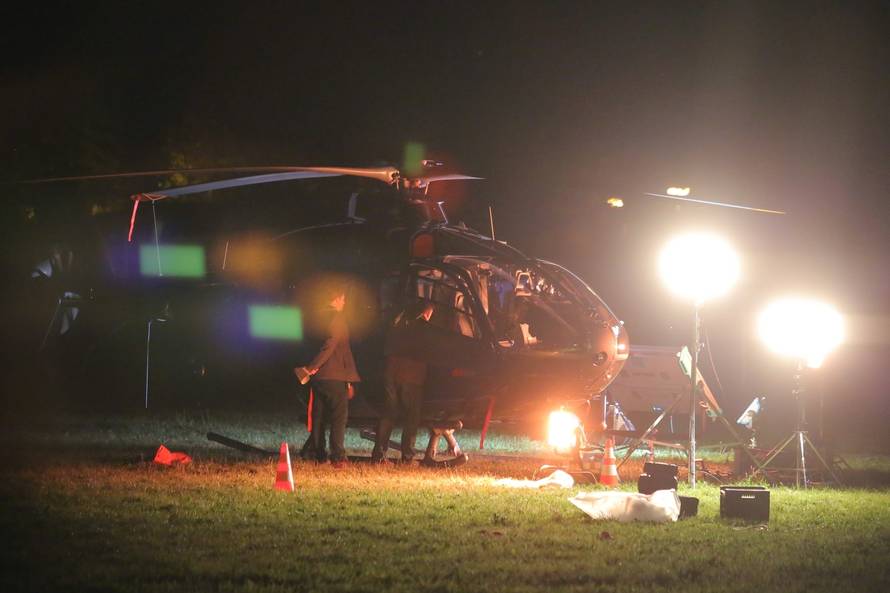 Snimanje filma The Hitman's Wife's Bodyguard na igralistu iza muzeja Mimara